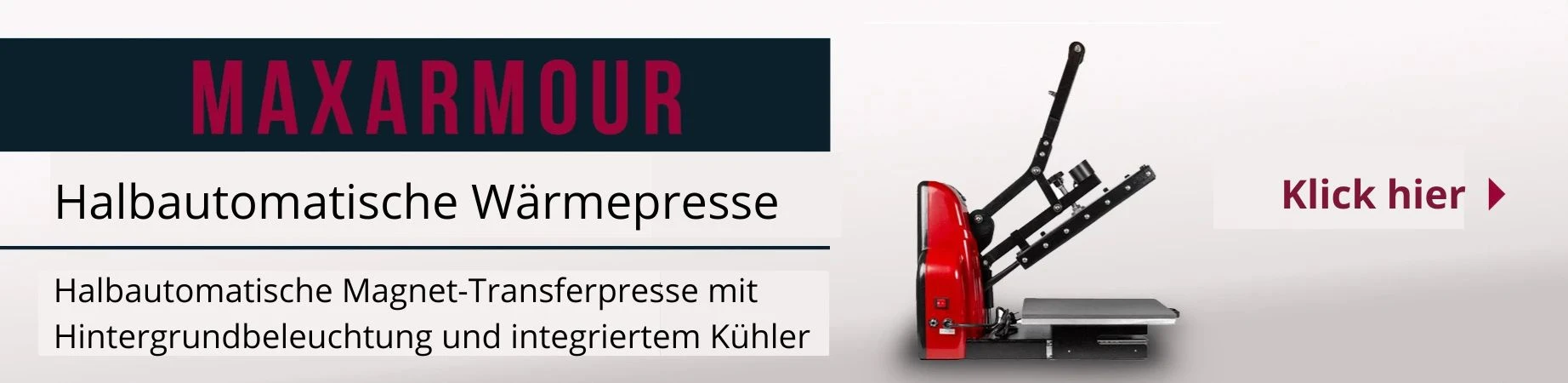 Produktbild: MAXARMOUR halbautomatische Wärmepresse mit Hintergrundbeleuchtung – Magnet-Transferpresse mit integriertem Kühler