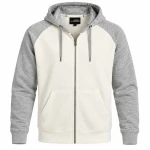JAMES & NICHOLSON HERREN LIFESTYLE ZIP-HOODY Offwhite/Grau Meliert Gro&szlig;
