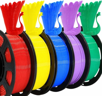 SKILPRO &ndash; PLA++ Filamentpaket &ndash; Blau, Gelb, Gr&uuml;n, Helllila und Rot &ndash; 5 &times; 1 kg