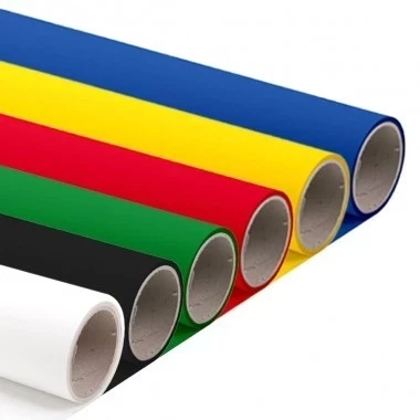 Starterpaket Textilfolie, 6 Rollen à 5 m – 30 cm Breite – Hotmark Textilfolie (Schwarz, Weiß, Rot, Grün, Gelb, Blau)